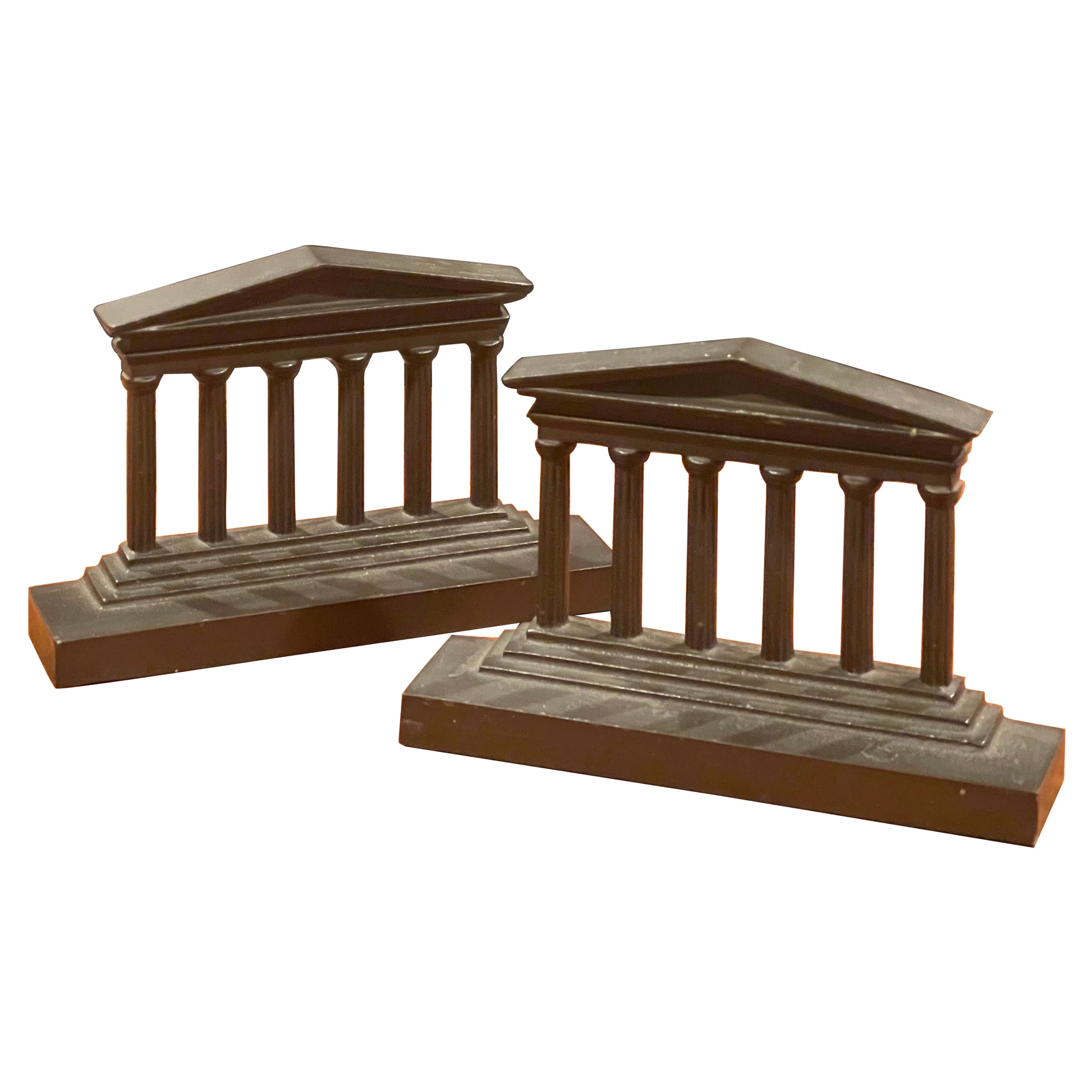 Pair of Vintage Bronze Greek Columns / Parthenon Bookends