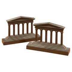Pair of Vintage Bronze Greek Columns / Parthenon Bookends
