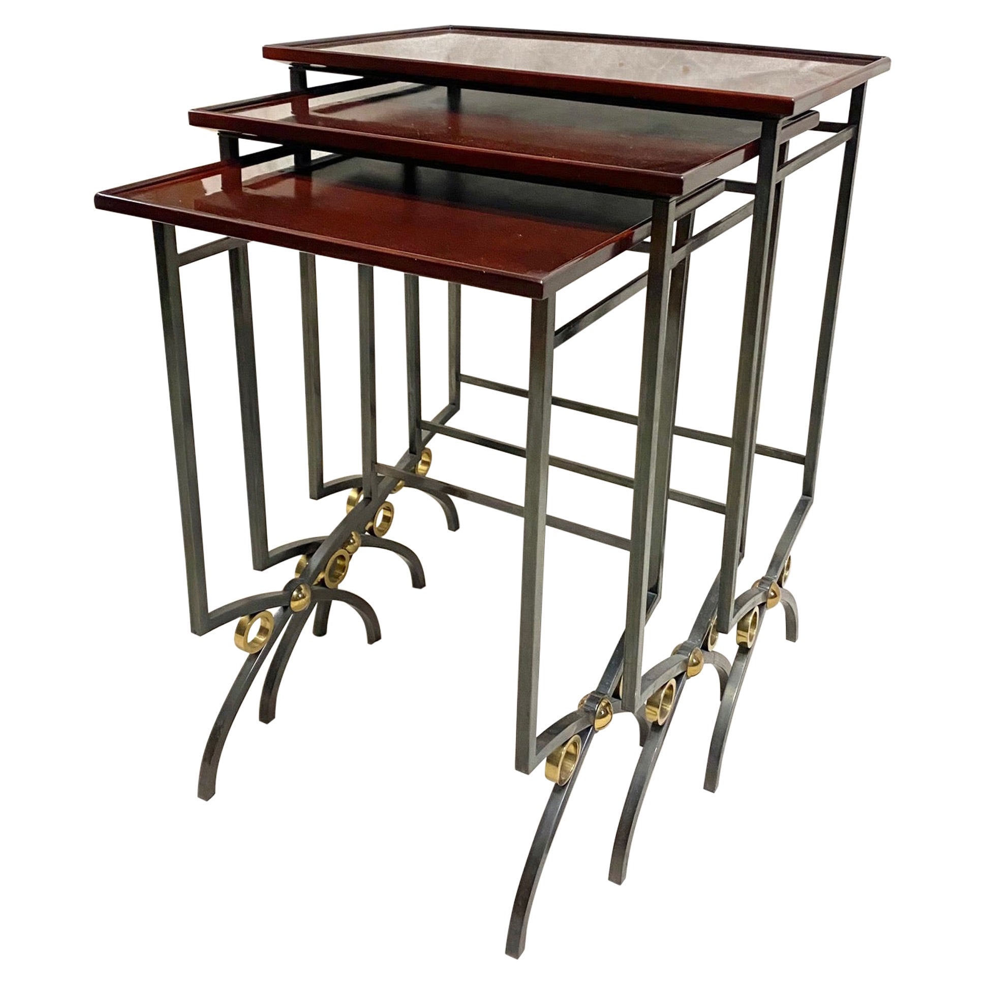 Jules Leleu and Katsu Hamanaka, Lacquered Nesting Tables, France, circa