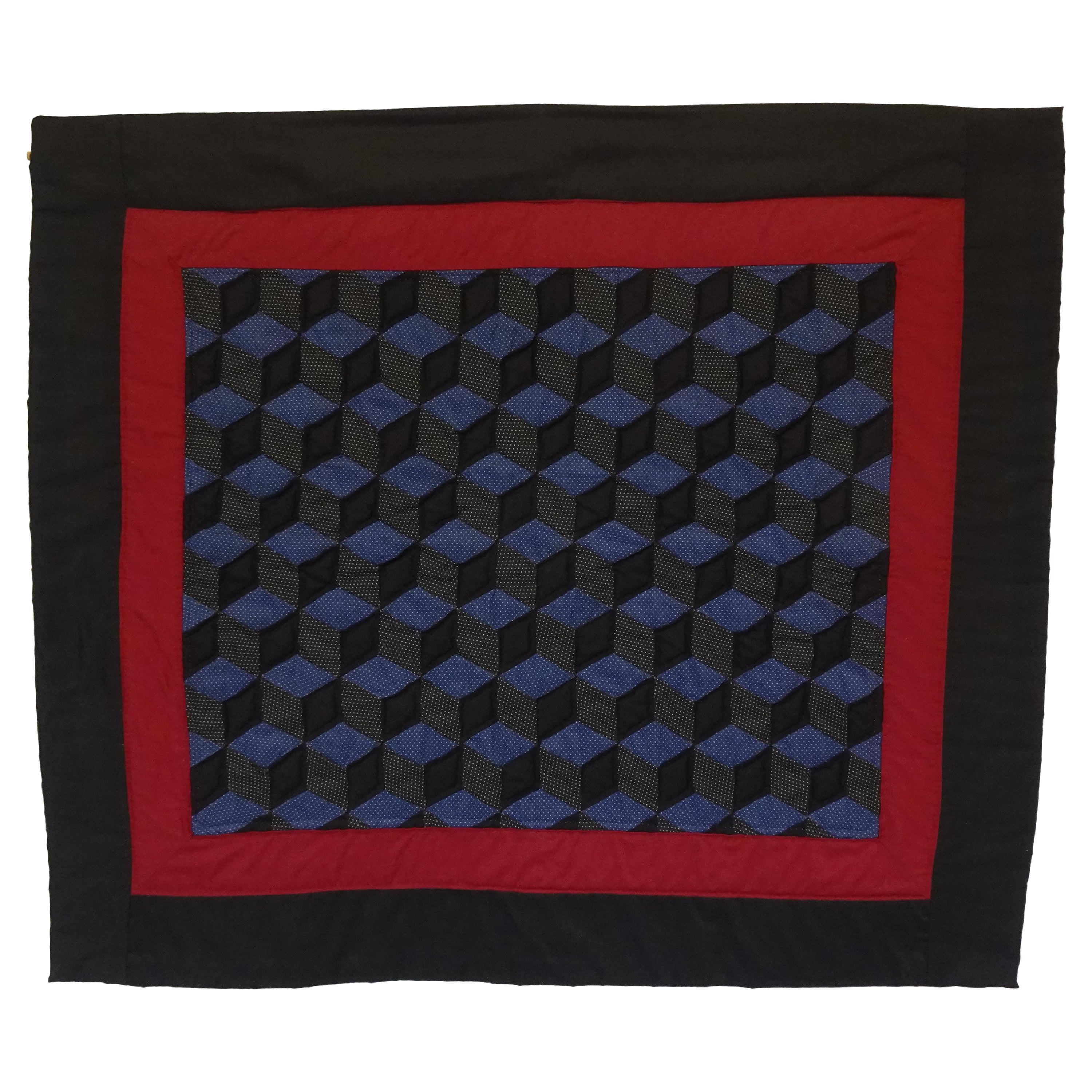 Master Quilter Nina M. Groves Small Geometric Wall Hanging Quilt