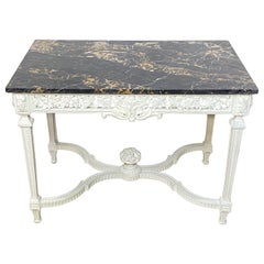 Italian Carved and Painted Center Table with Marble Top