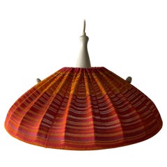 Fabric Shade & Wood Large Pendant Lamp by Temde, 1960s, Germany
