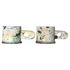 Peter Shire Pair of Memphis Milano Ceramic Splatter Mugs, 2012