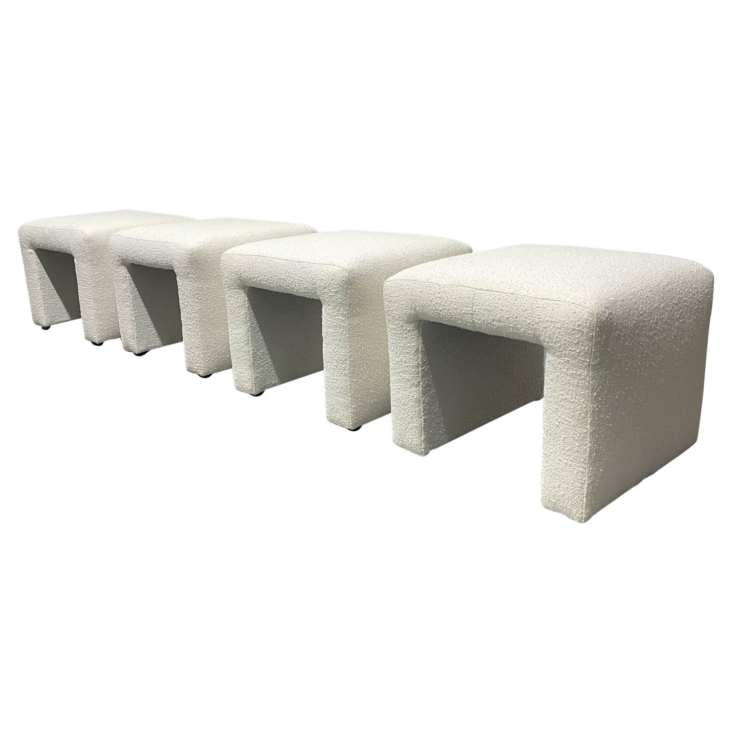 Set of 4 Mid-Century Modern Benches in Boucle For Sale