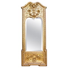 Miroir de pilier de l'Empire français, ancien chérubin doré, vers 1880