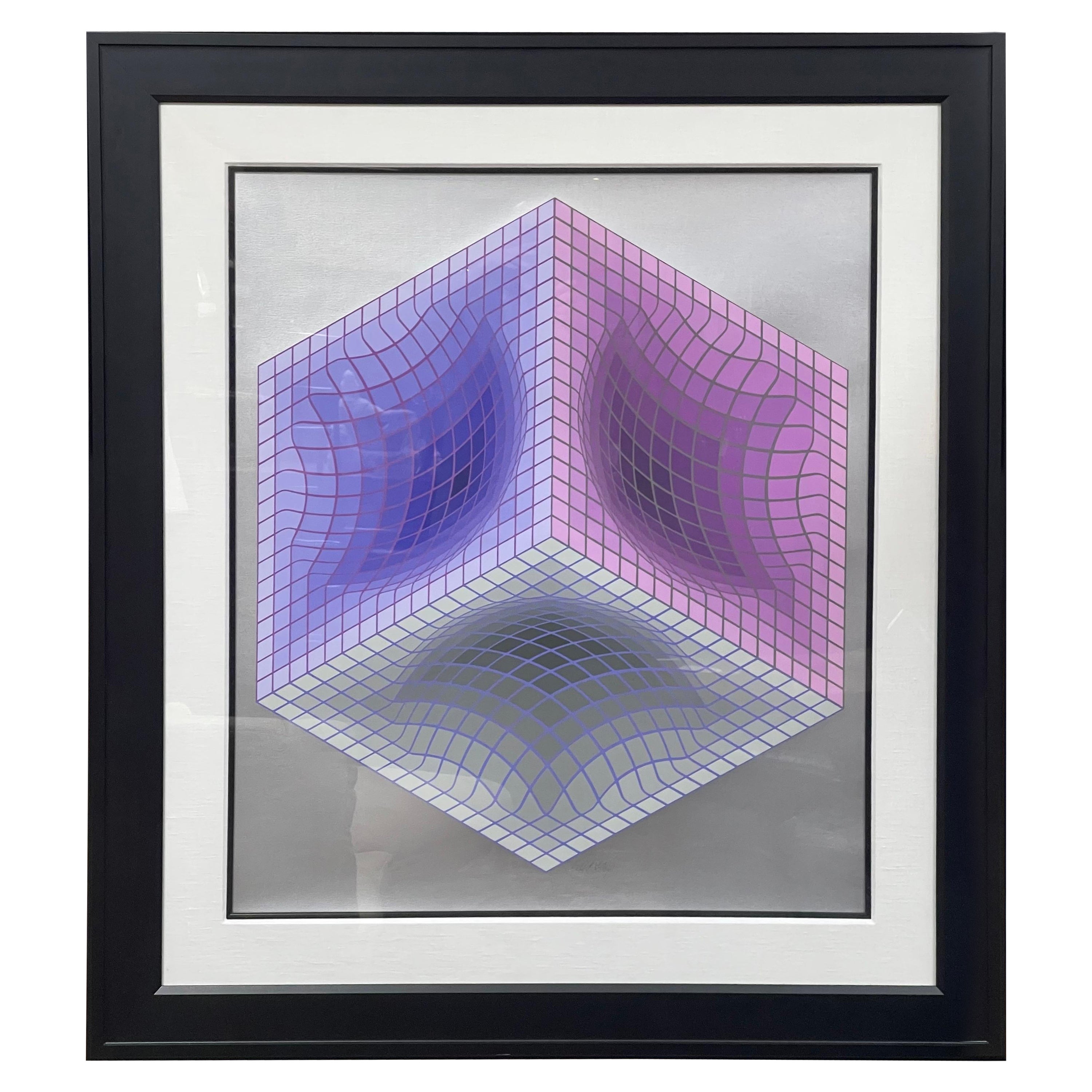 Signed Limited Edition Op Art Serigraph "Tridos" by Victor Vasarely 