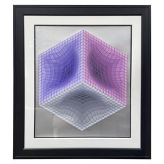 Signed Limited Edition Op Art Serigraph "Tridos" by Victor Vasarely 
