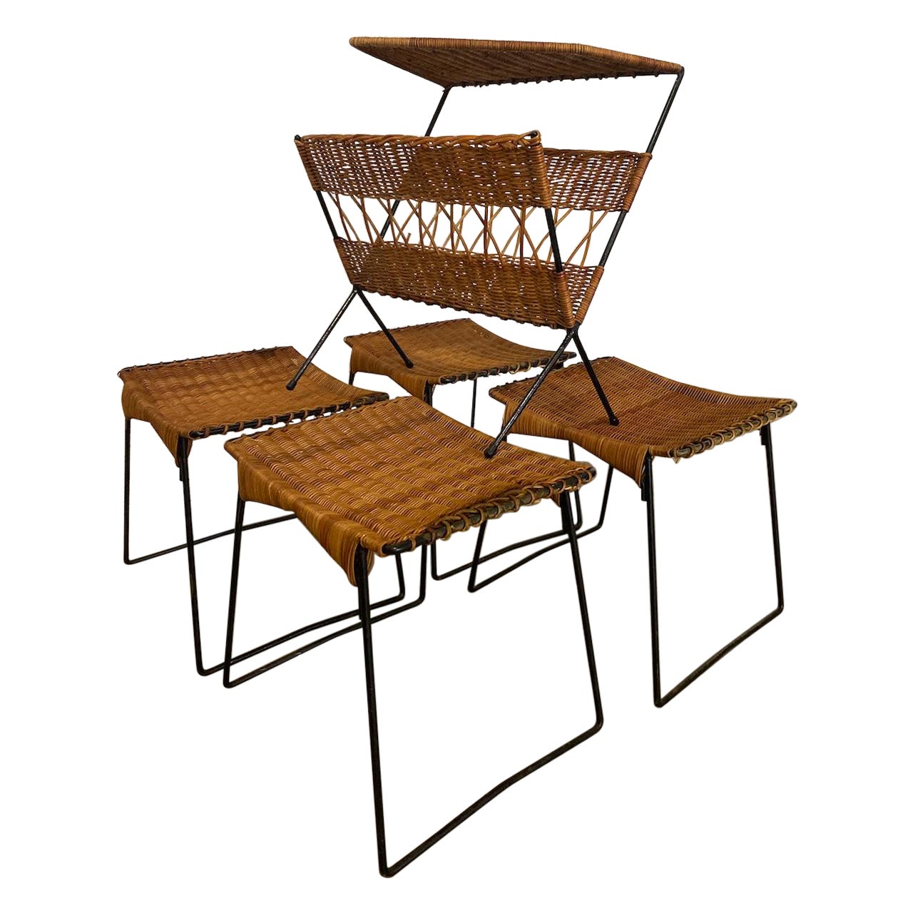 Set of 4 Raoul Guys Stools and Rack Magazine, Airborne 1950 Edition