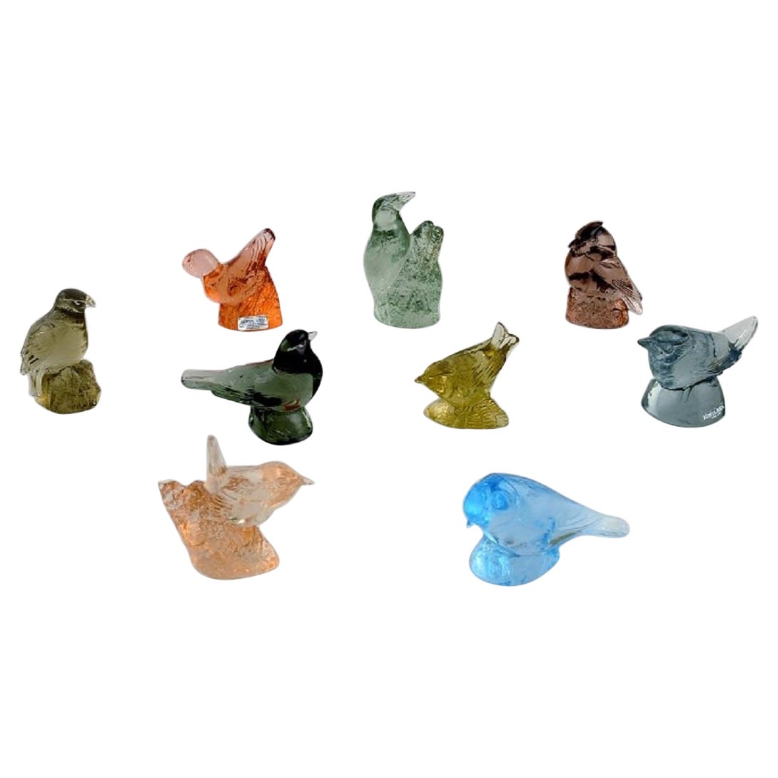 Paul Hoff for Swedish Glass, 9 Birds in Art Glass, WWF, Mid 20th Century