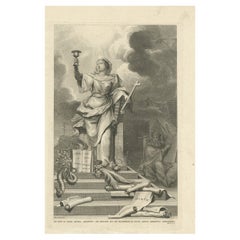 Antique Print Stating That Law is Given by Moses, Mercy and Truth by Jesus, 1725