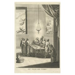 Antique Print of the Jewish Feast or Commemoration of the Passover, 1725