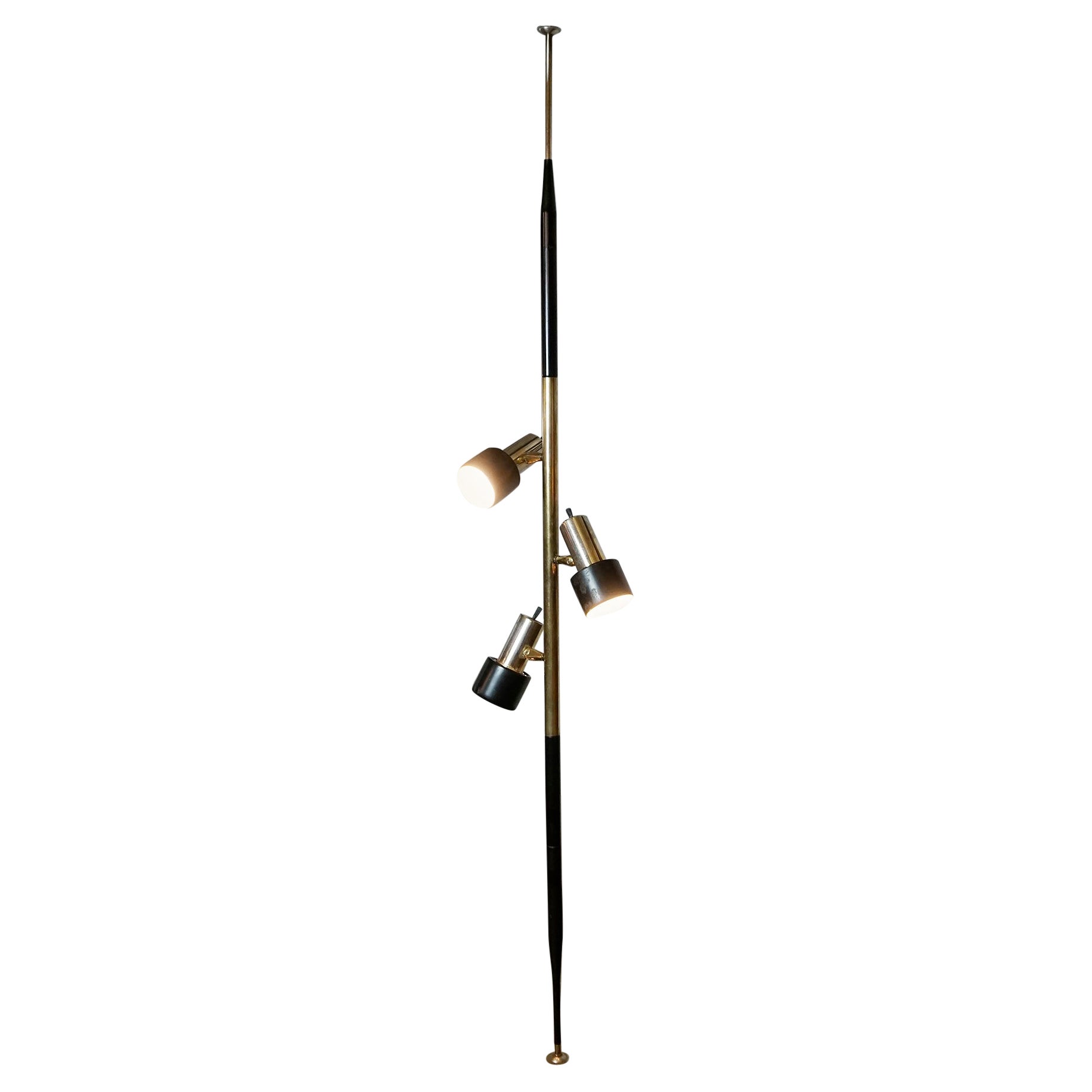 MidCentury Adjustable Tension Spot Floor Pole Lamp Attr. to Hala Zeist For Sale
