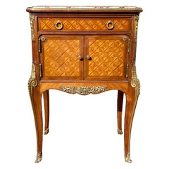 Small Louis XV Style Marquetry and Gilt Bronze Commode, 19th Century