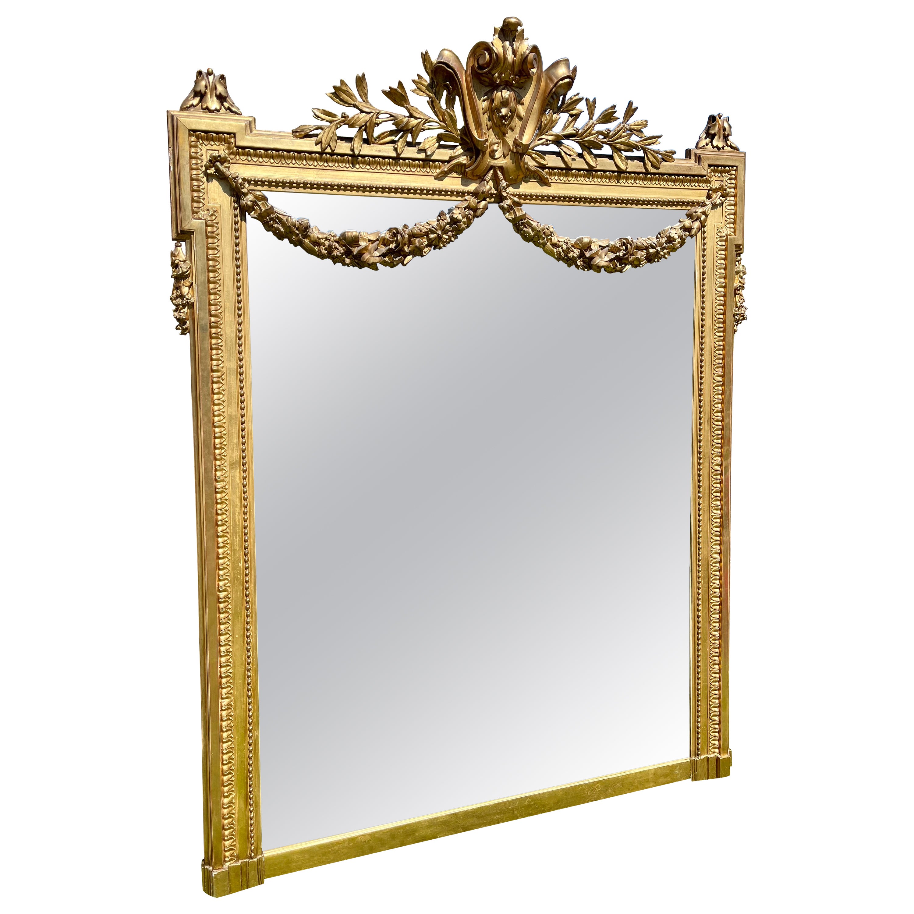 Louis XVI Style Golden Plaster Mirror, 19th Century