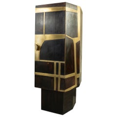 One of a Kind Library/Bar Cabinet Wood and Brass Alberto Tonni
