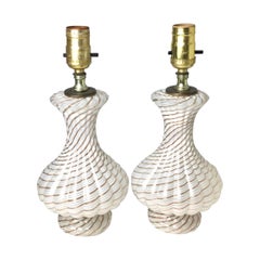 Pair of Italian Venetian Glass Bedroom Lamps