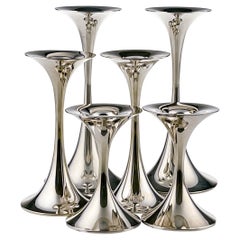 Tapio Wirkkala, Set of Six Silver "Trumpetti" Candlesticks, Kultakeskus, Finland