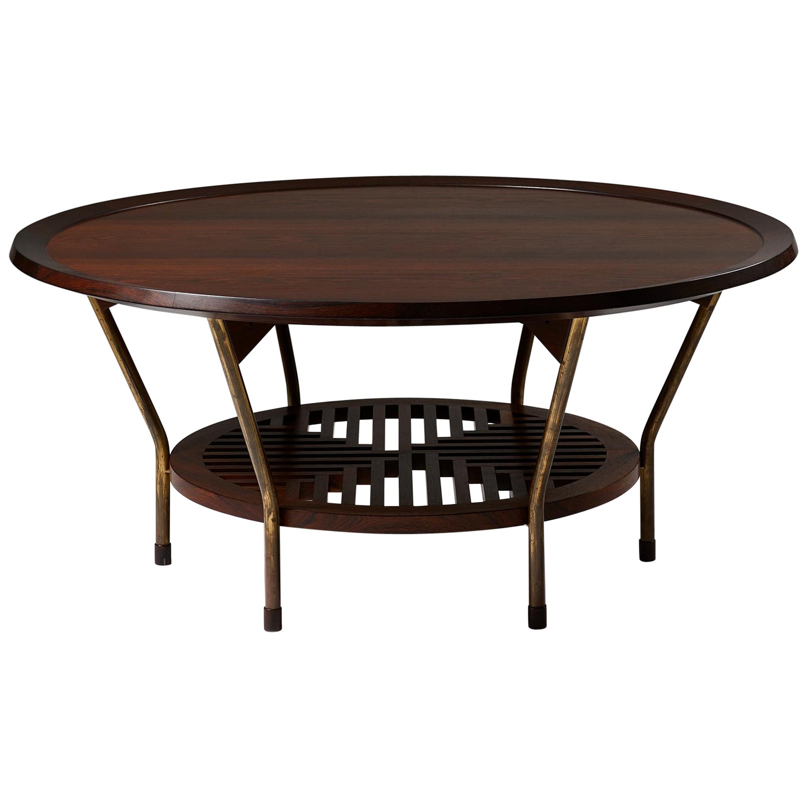 Occasional Table Designed by Frits Schlegel, Rosewood and Brass, Denmark, 1949