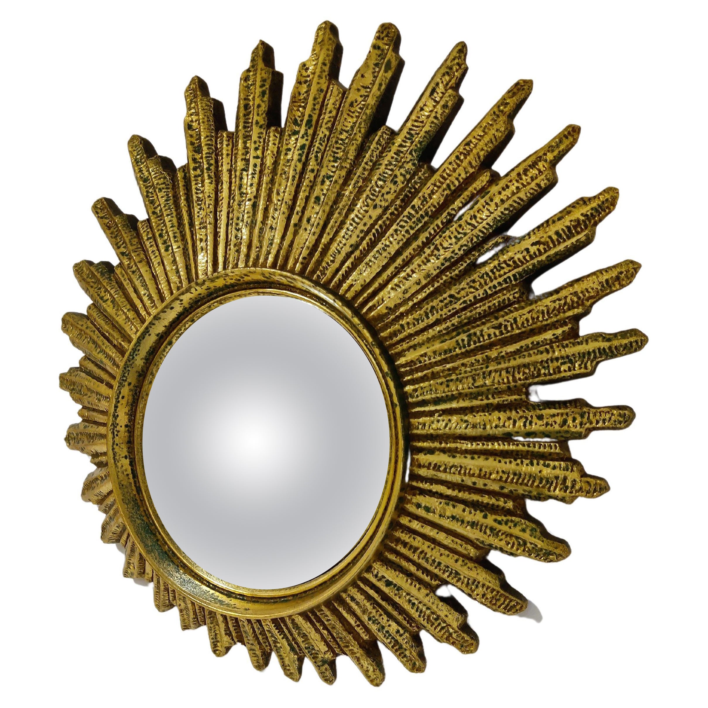 Mid Century Golden Sunburst Mirror, 1960s For Sale