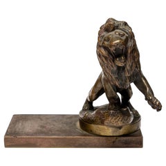 Vintage Early 20th Century Bronze Peugeot Lion Radiator Ornament by Maurice R. Marx