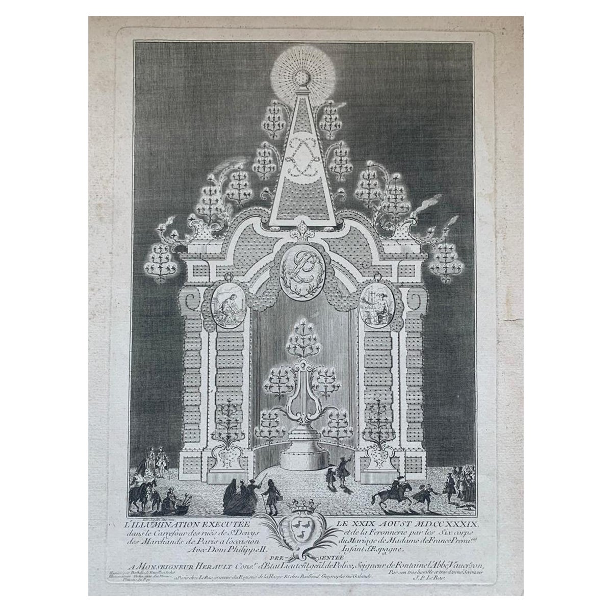 Jacques-Philippe Le Bas "The Illumination" Engraving 18th Century 