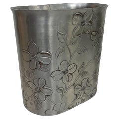 Vintage Wendell August Forge Petite Dogwood Wastebasket Hammered Aluminum Grove City PA