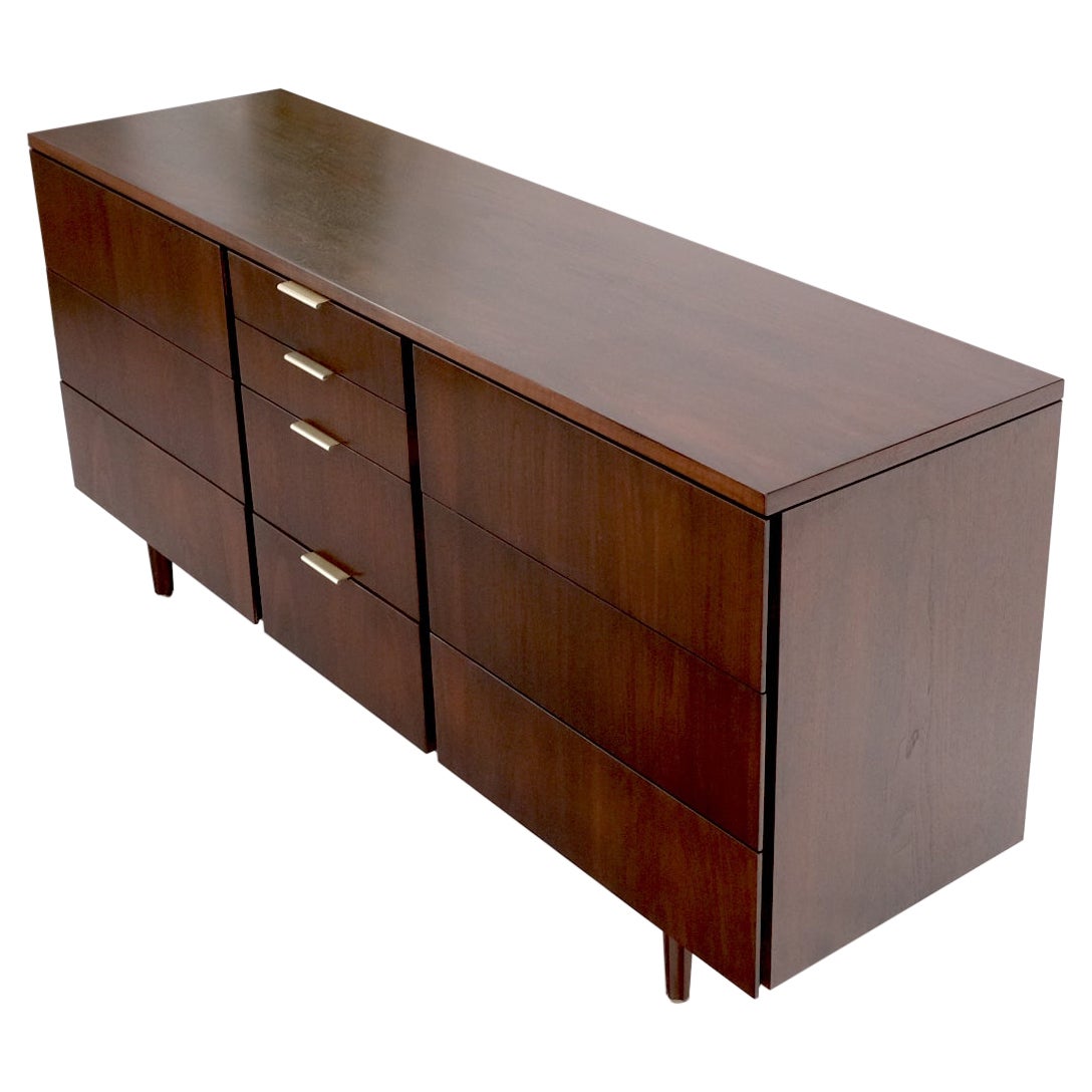 10 Drawers Dark Walnut Long Credenza Dresser by John Stuart Fully Refinished