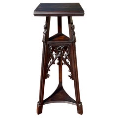 Neo-Gothic Style Walnut Pedestal, 19th Century