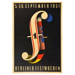 Original Vintage Poster Festival Berlin Festwochen Midcentury Forte Music Design