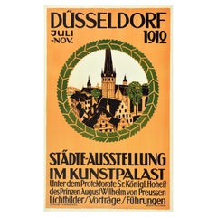 Affiche d'origine ancienne originale Dusseldorf Kunstpalast, Photos d'expositions d'art, Tours