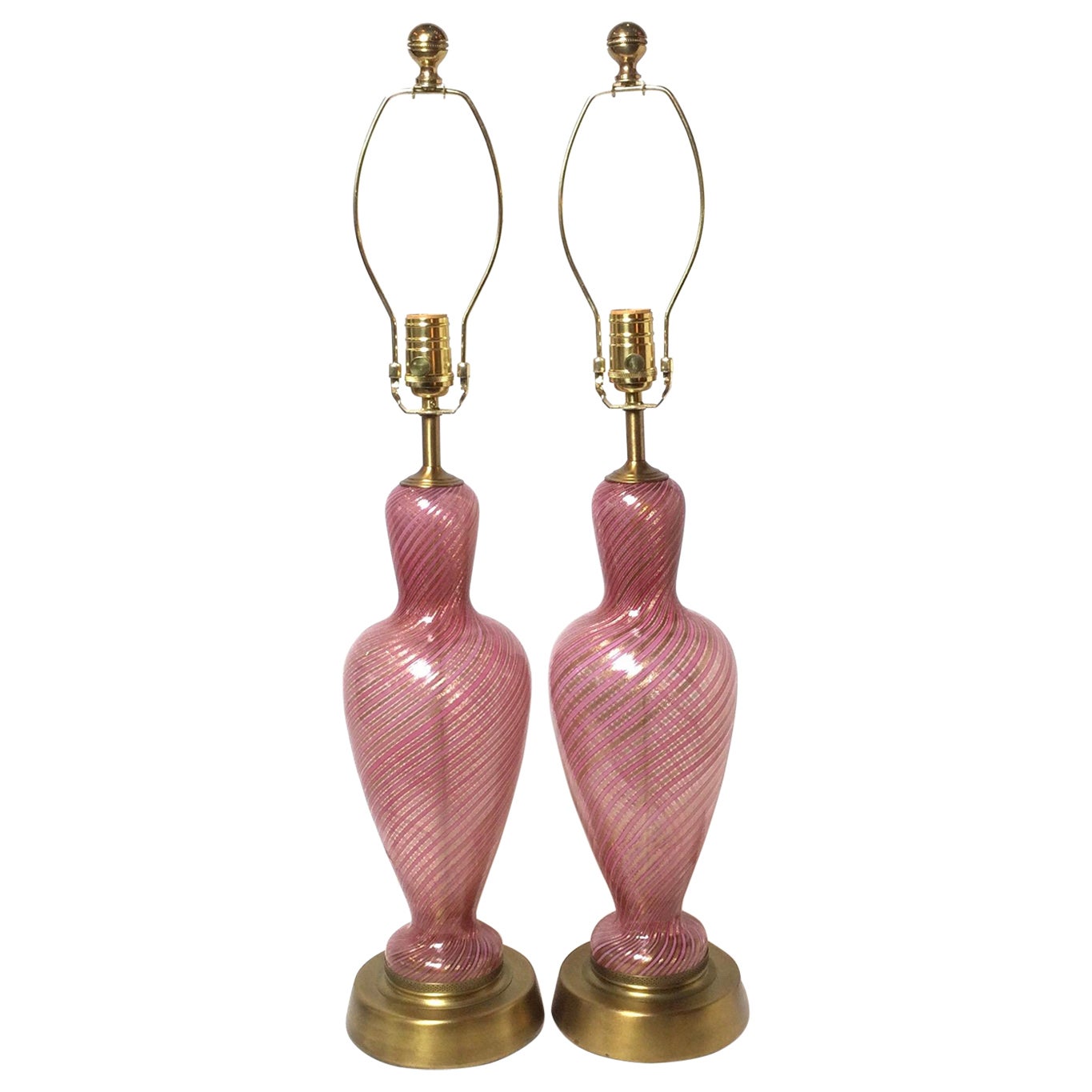Fabulous Pair of Italian Murano Glass Lamps