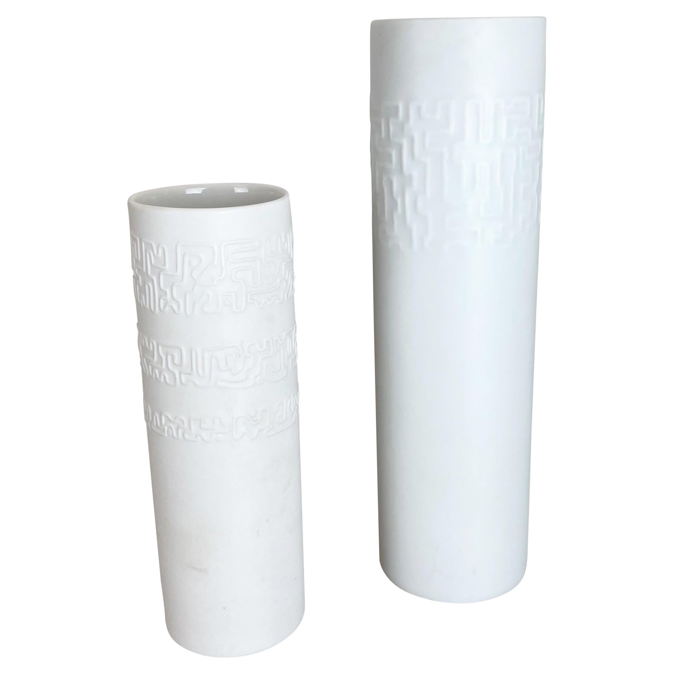 Set of 2 Abstract porcelain Vases by Cuno Fischer for Rosenthal, Germany, 1980s