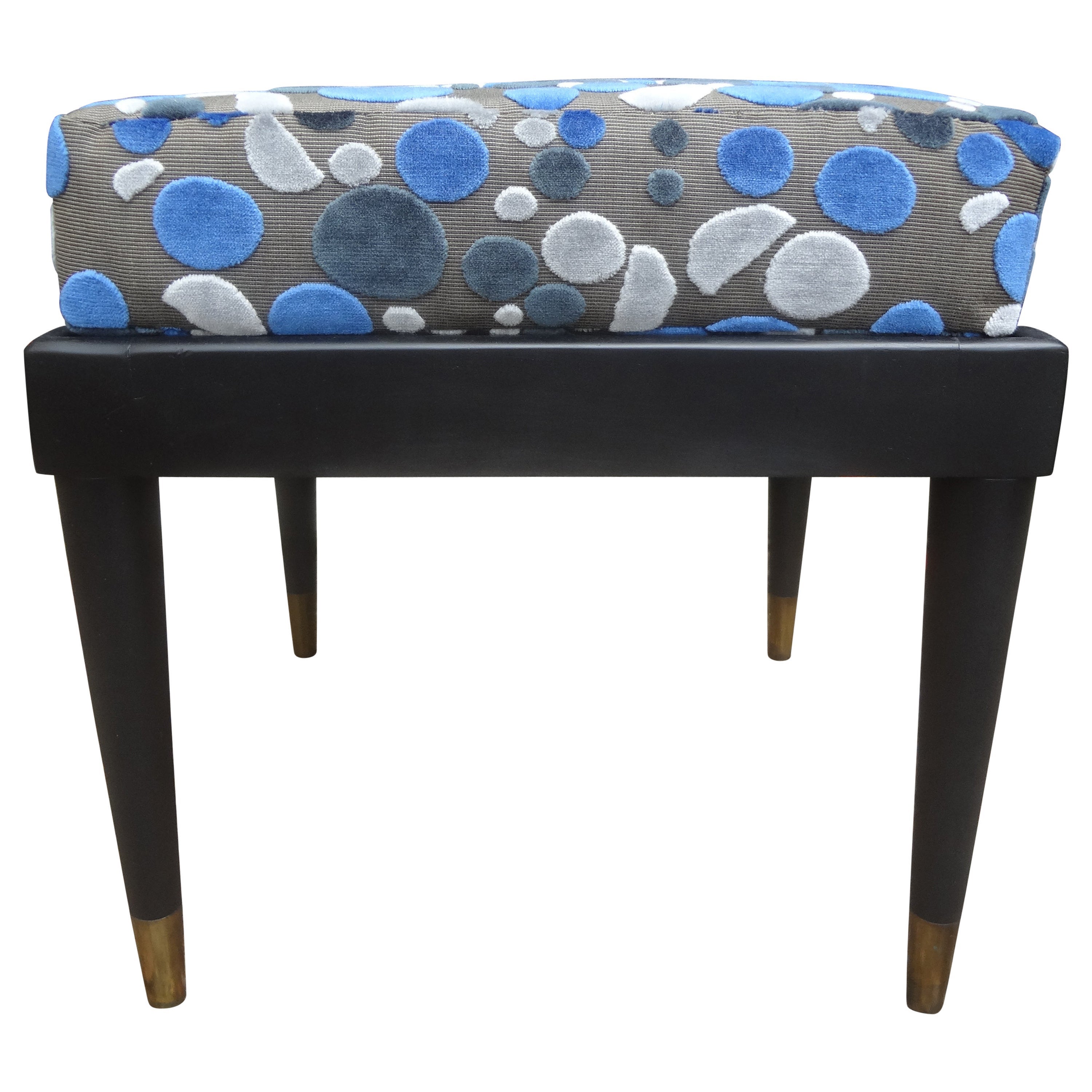 French Ebonized Ottoman in the Manner of Maison Jansen For Sale