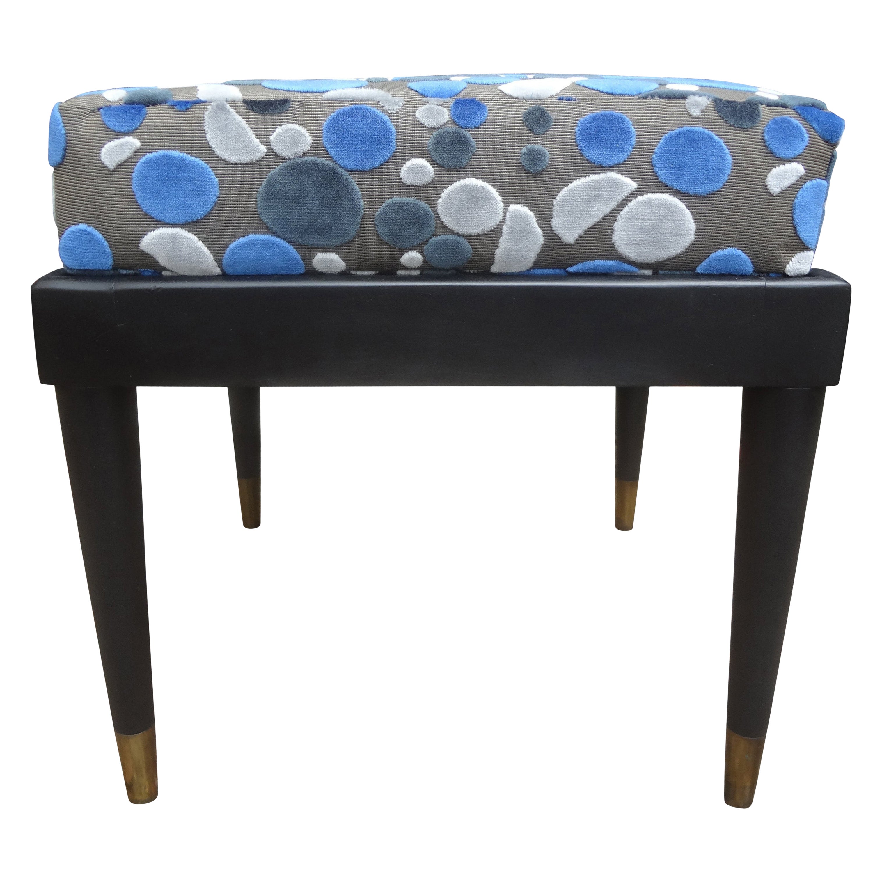 French Ebonized Ottoman in the Manner of Maison Jansen