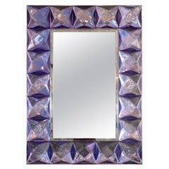 Rectangular Mirror with Lavender Glass Jewel Surround