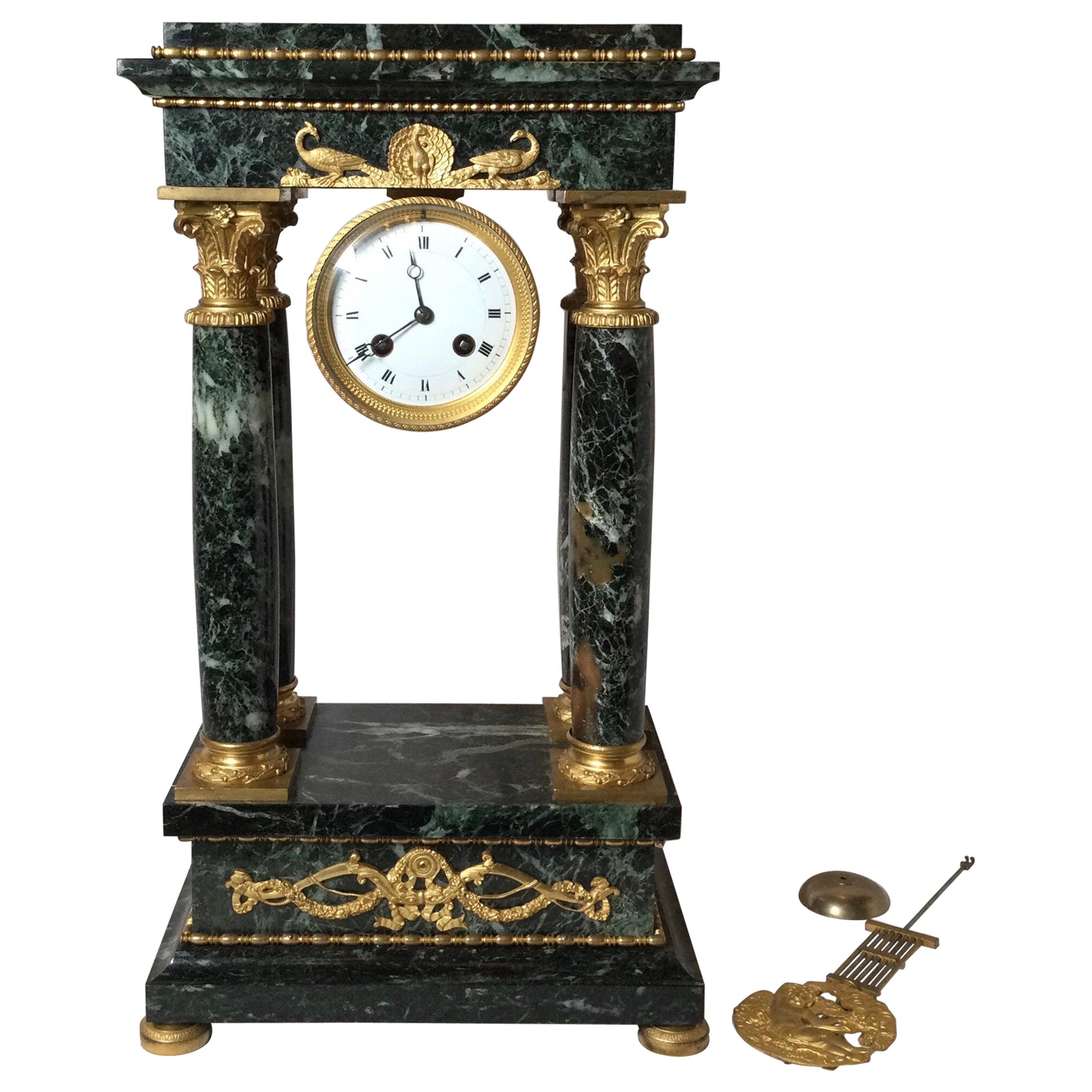 Magnificent Marble and Ormolu Mounted French Portico Clock