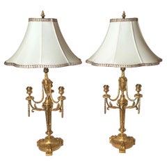 Pair of French Gilt Bronze Candelabra by Barbidien