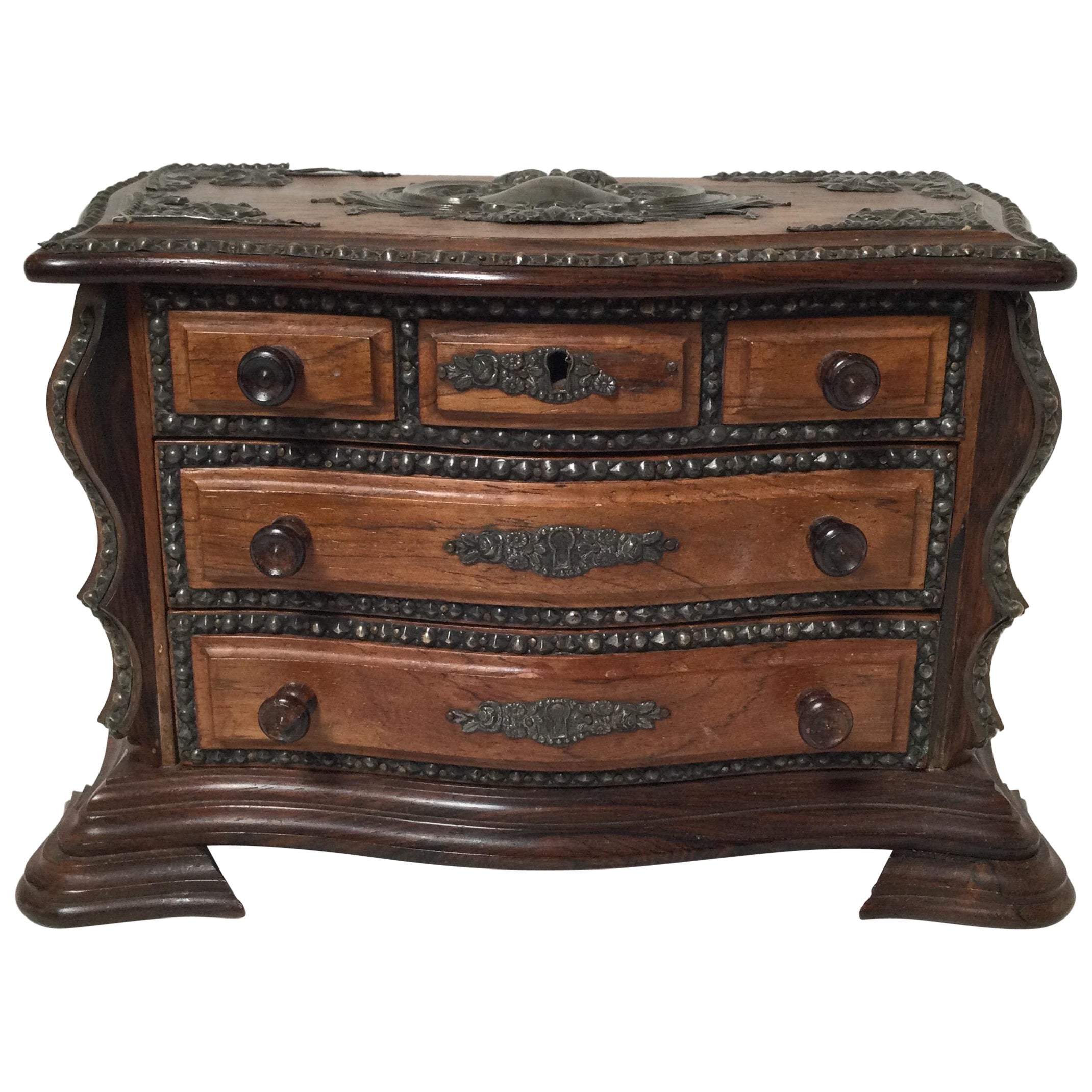 Continental Rosewood Miniature Chest Jewelry Box