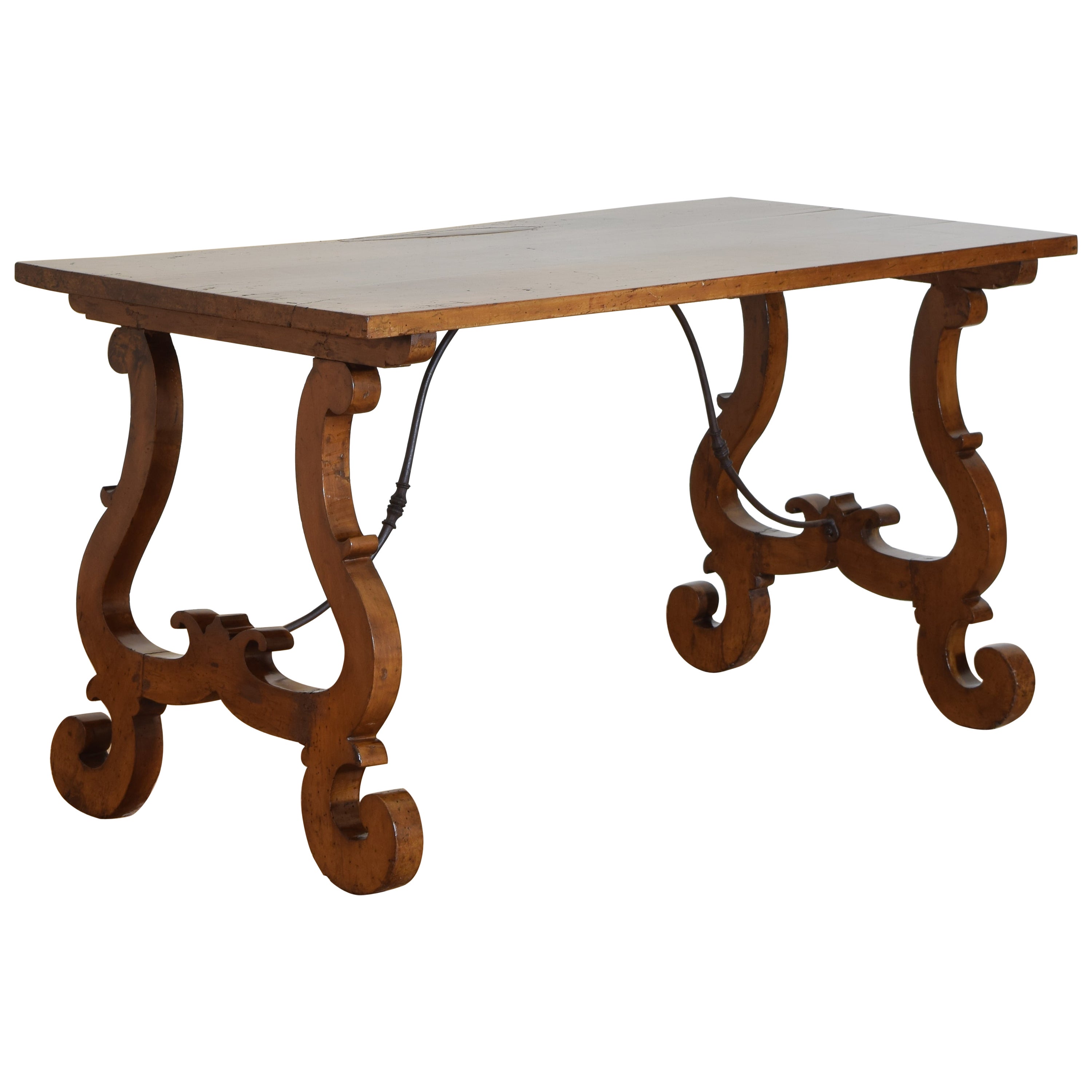 Italian, Toscana, Pearwood & Iron Center or Dining Table, 17th/18th Century For Sale