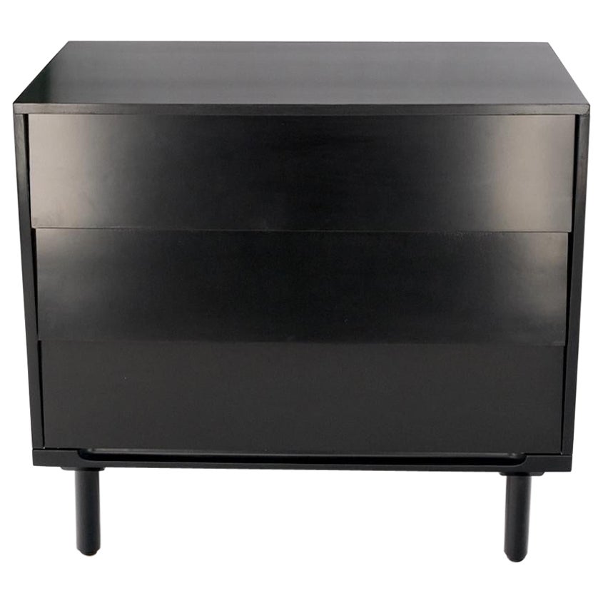 Black Lacquer 3 Louver Drawers Dresser on a "Base" 2 Pieces Cabinet Credenza