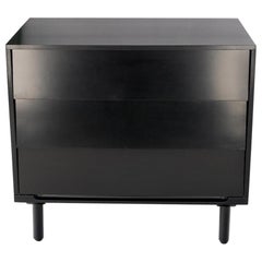 Vintage Black Lacquer 3 Louver Drawers Dresser on a "Base" 2 Pieces Cabinet Credenza