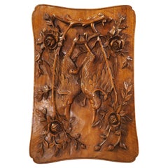 Carved French Art Nouveau Hunt Plaque, Circa 1920