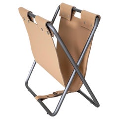 Ex Magazine Rack with a Leather Storage Compartment for Reading Materials