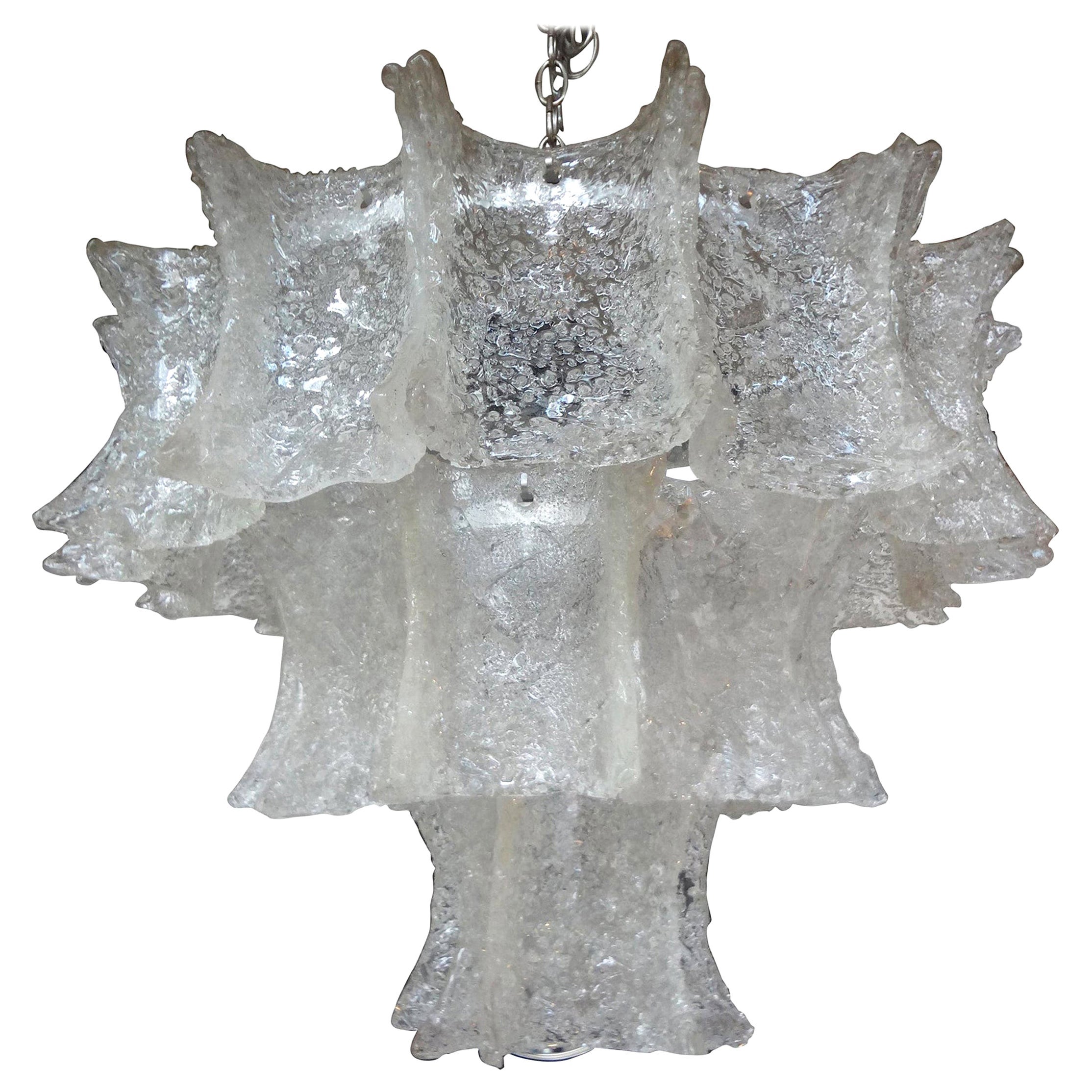 Mid-Century Modern Venini Attributed Murano Chandelier For Sale