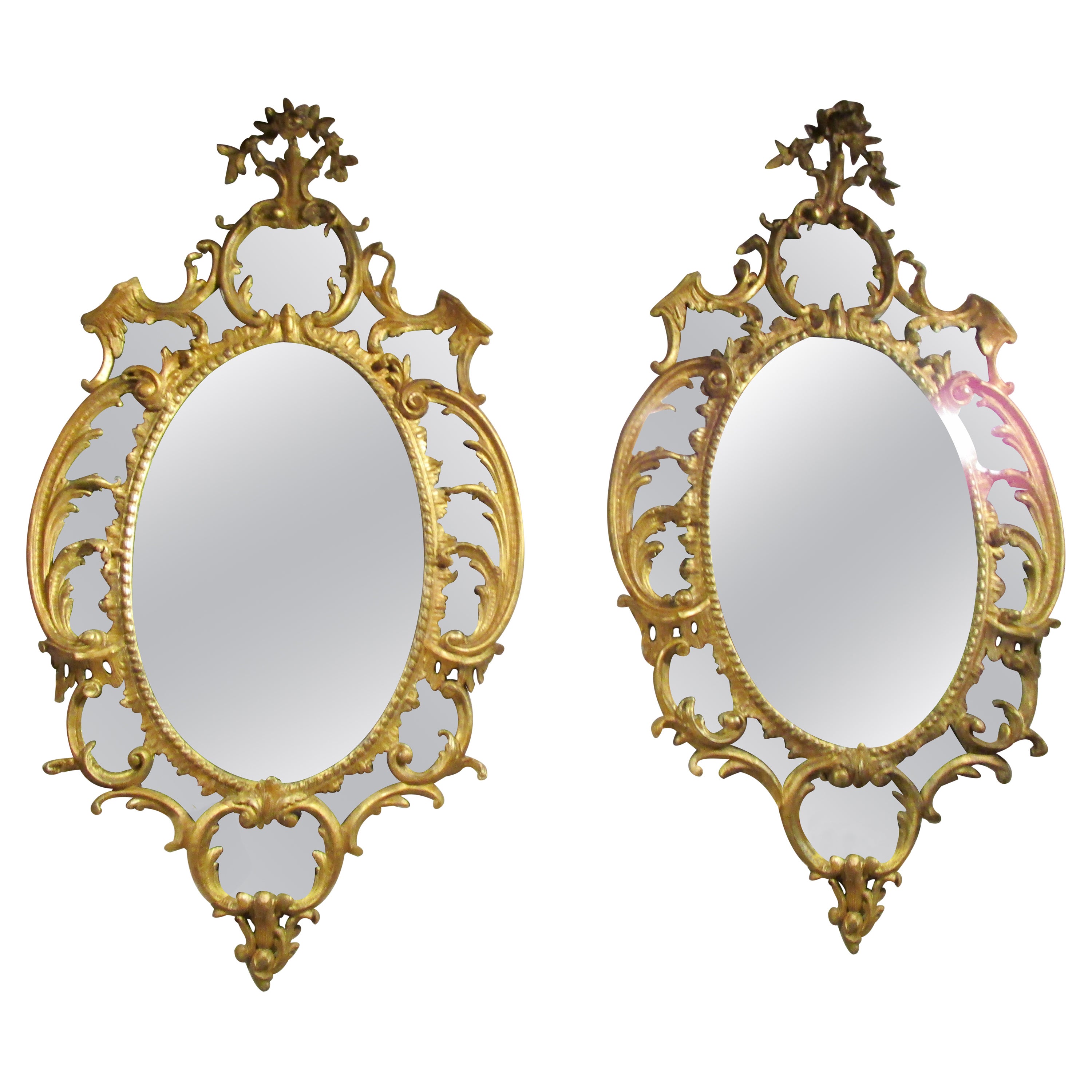 A fine and rare pair of late 18th century George 111 gilt carved large mirrors. ( Provenance East Lothian Scotland estate ).
 