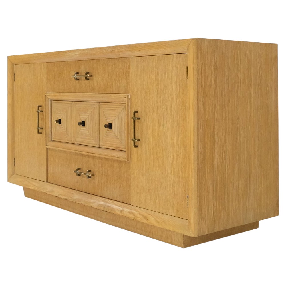 Cerused Oak Mid Century Credenza Sideboard Dresser Cabinet Buffet For Sale