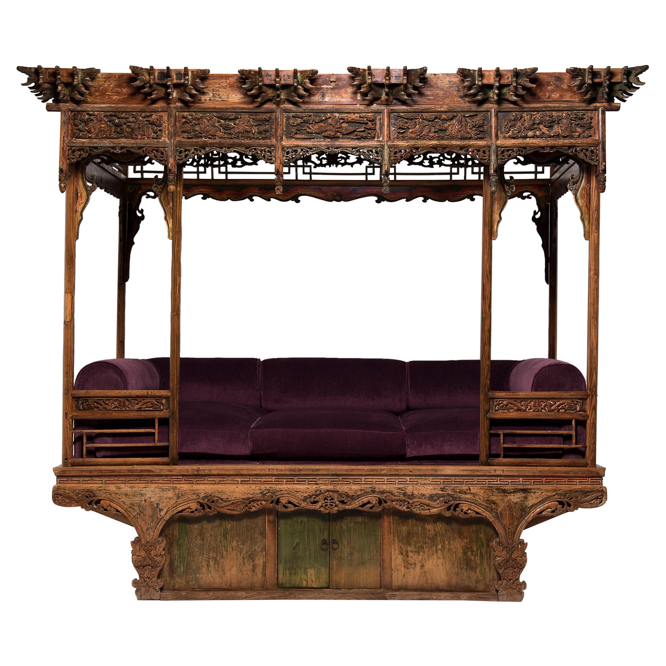 Ornate Chinese Canopy Bed, c. 1750