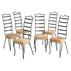 Post Modern Wrought Iron Ladderback Chairs, Set of 6