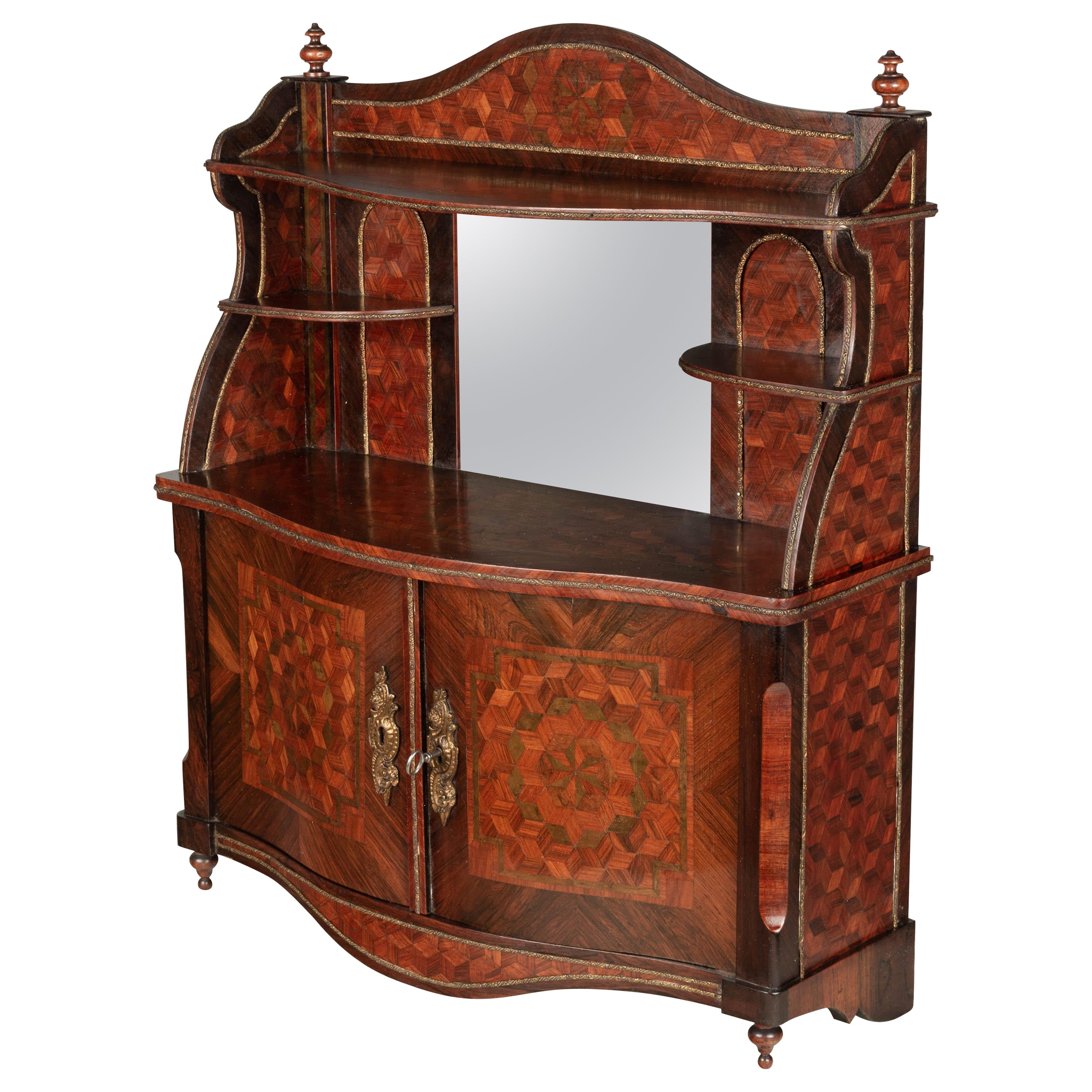 19th Century Napoleon III Marquetry Wall Cabinet For Sale