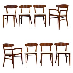 Paul McCobb Components, Set of 8 Mid-Century Dining Chairs, Walnut + Rosewood